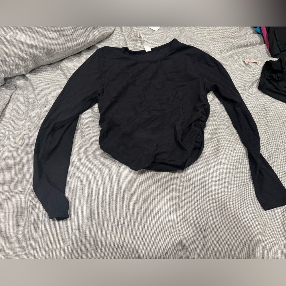 lululemon athletica Black Ribbed Long Sleeve Top